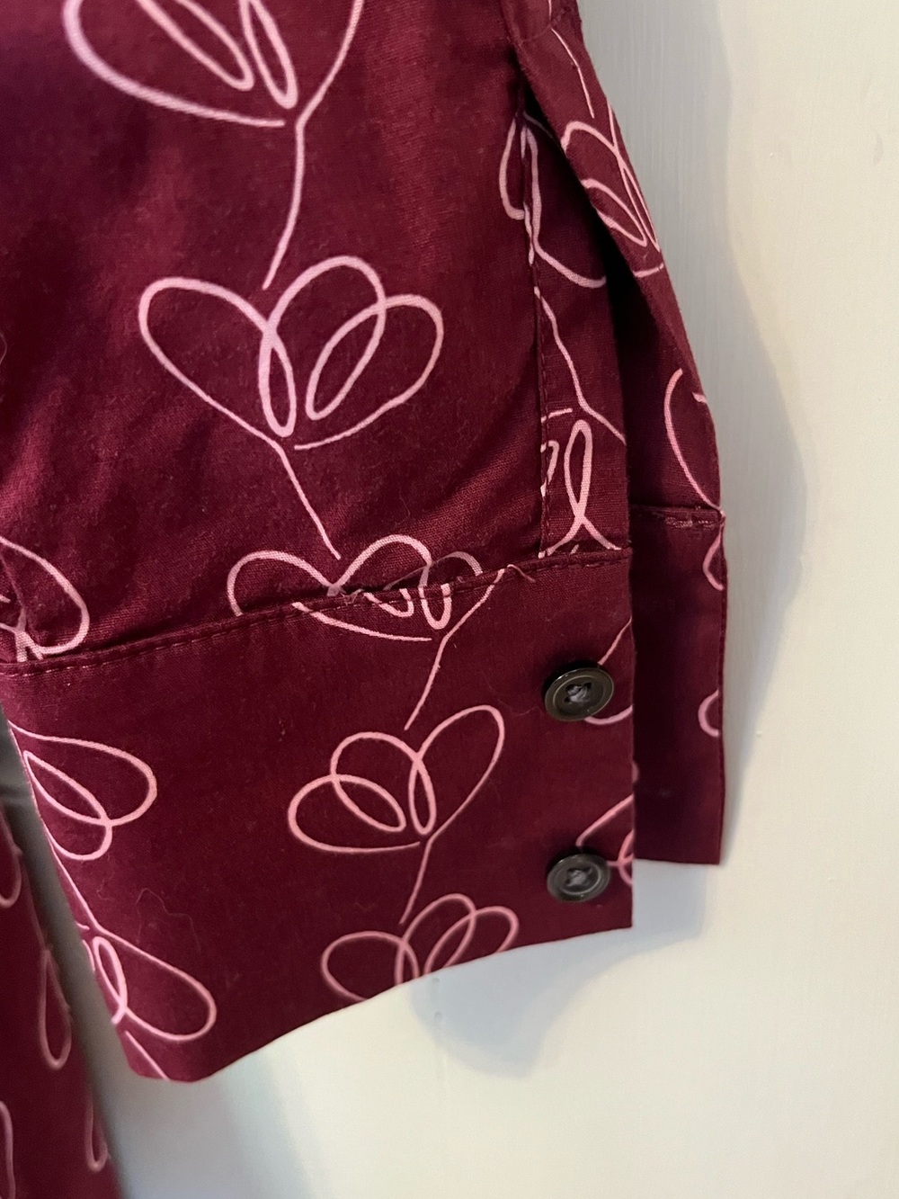 Boden Roseland Shirt Dress with Pockets Burgundy & Pink Heart Print Size 6 LONG - Picture 11 of 13